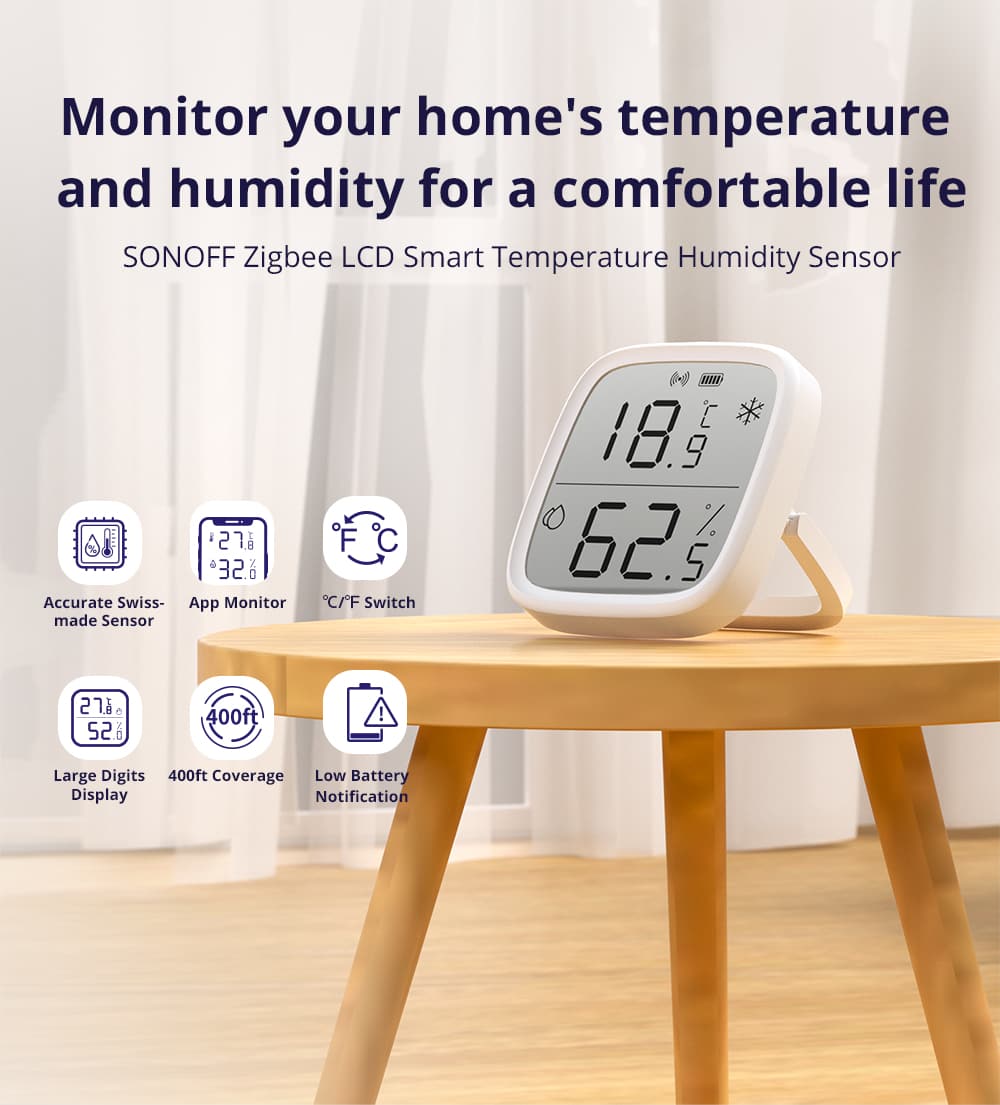 5x SONOFF SNZB-02D Zigbee LCD Temperature & Humidity Sensor